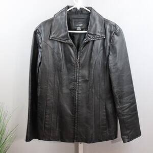 East 5th Genuine Leather Jacket Women’s‎ Size Large Black Zip Front